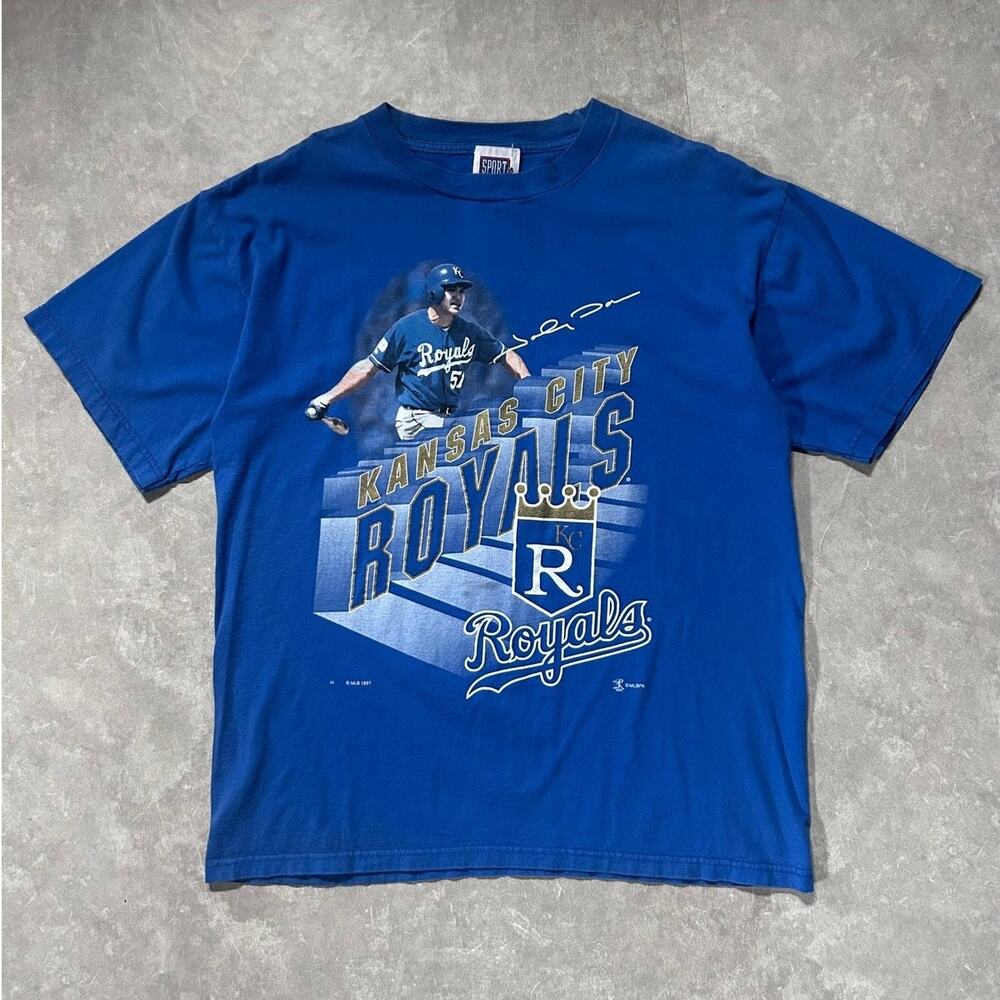 1997 Vintage Kansas City Royals Player Blue T Shirt -L